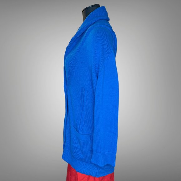 Hermes NWT Cashmere & Cotton Shawl Collar Cardigan EU 40 Blue Smalt Sweater - Picture 8 of 14